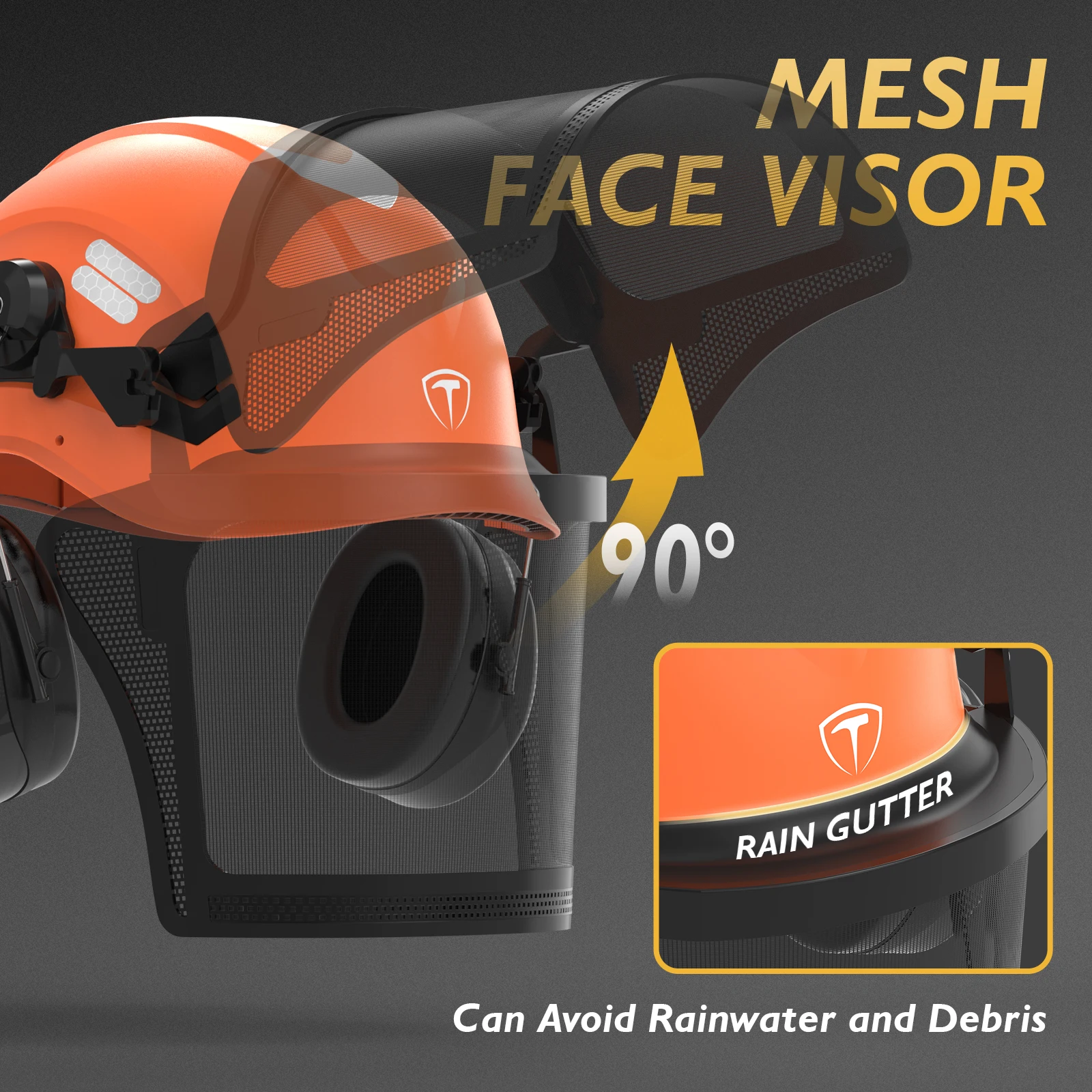 خوذة أمان بالمنشار من TOOLIOM مع درع للوجه وواقي للأذن، معتمدة من ANSI Z89.1، للغابات/وربوريست بي بي