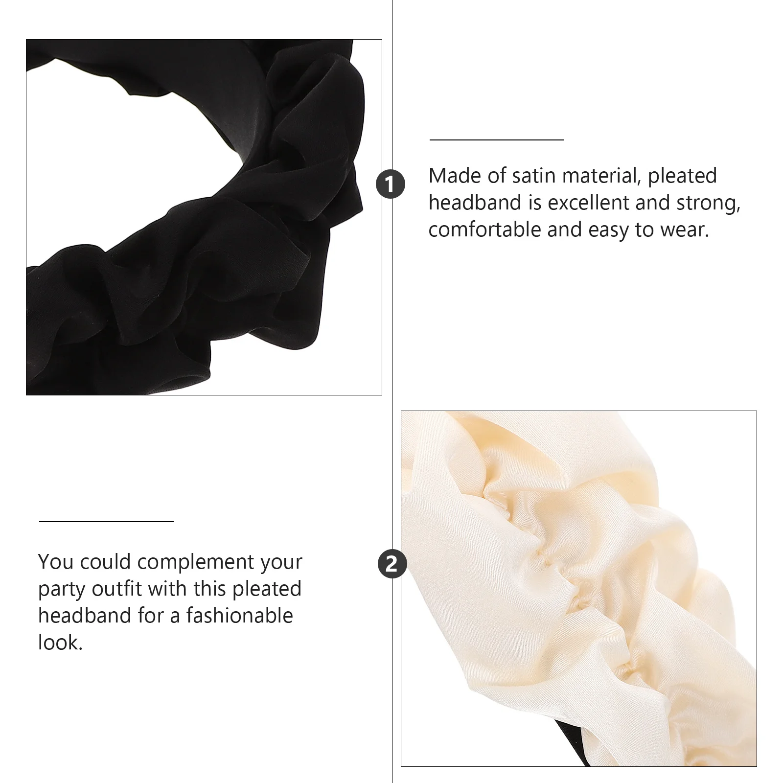 2 pçs grande arco bandana cetim plissado faixa de cabelo larga para mulheres decorativo rosto lavagem acessório de cabelo moda elegante olhar elegante