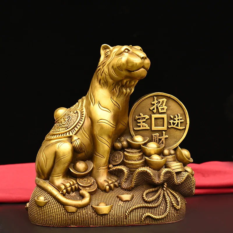 

Guyunzhai Ornaments Brass Zodiac Cornucopia Money Gold Bag Tiger Home Office