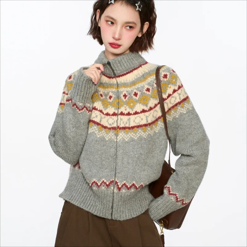 Cardigans Women Fashion Ins Stand Collar Knitted New Trendy Korean Style Warm Autumn Winter All-match Zipper Chic Tops Ulzzang