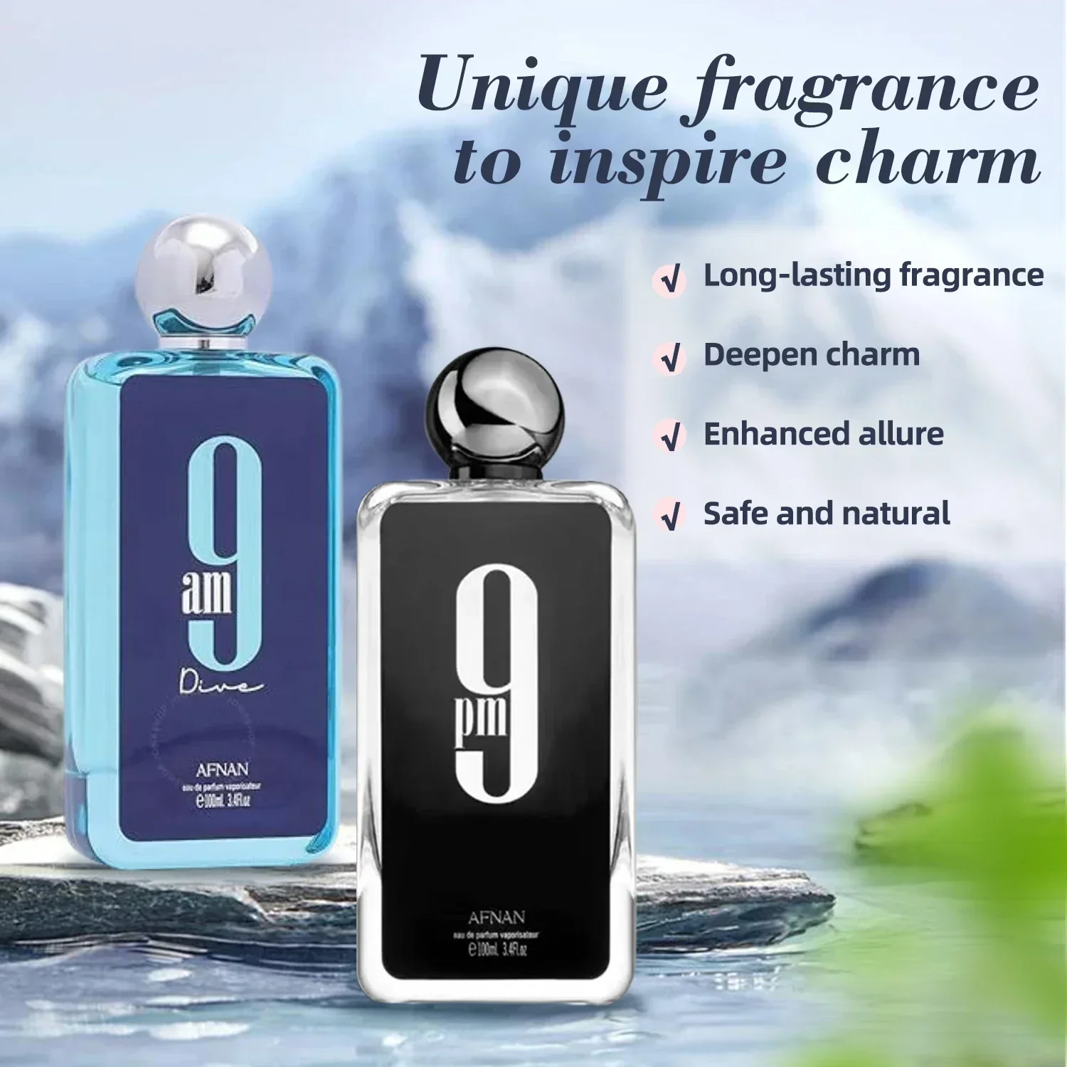 Afnan 9 PM For Men 9 AM For Women Eau De Parfum 3.4 Fl. Oz Long-lasting Pheromone Fragrance High Quality Cologne Perfume 100ML