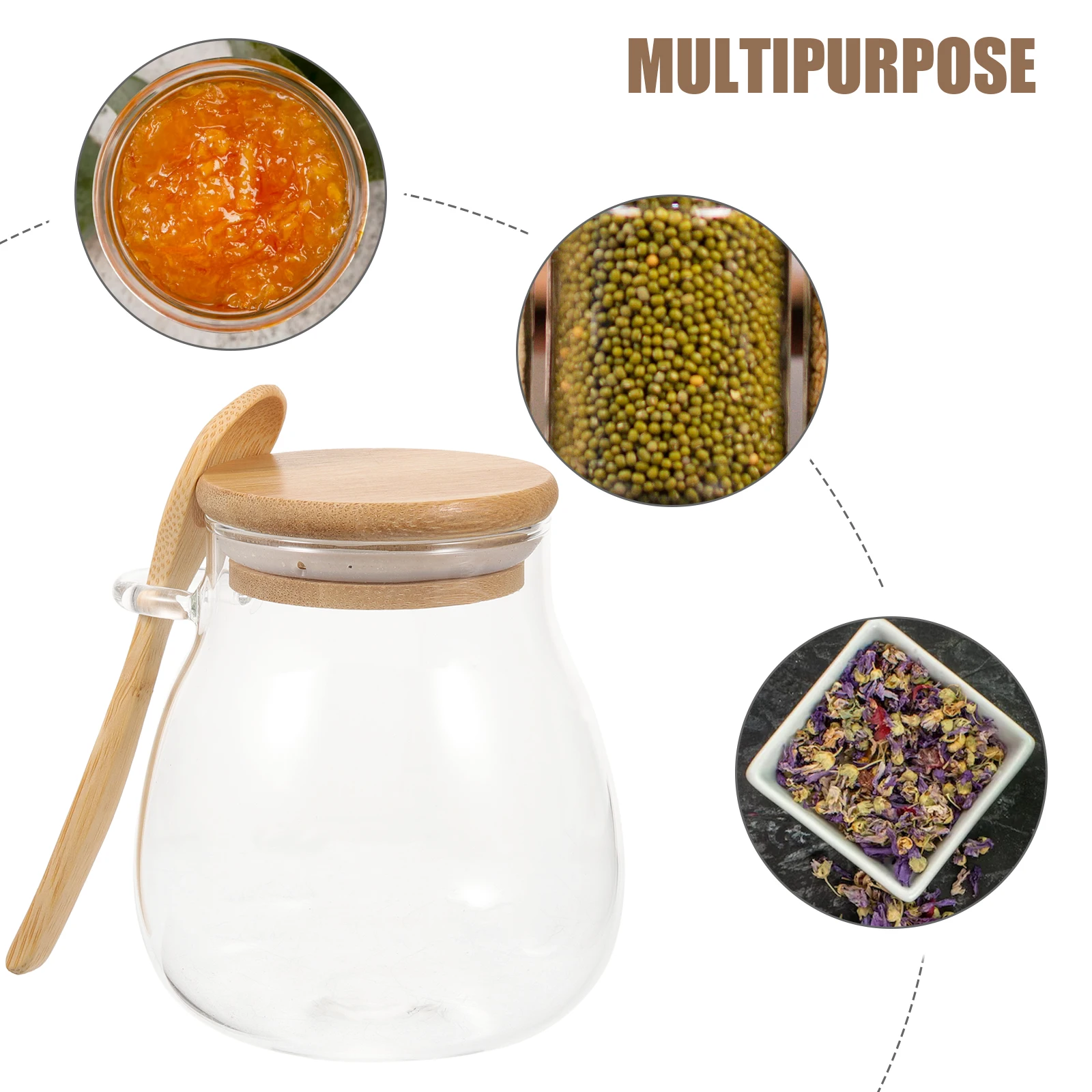 

Multifunction Tea Food Containers Kitchen Storage Canister Wood Jar with Spoon