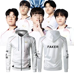 2024 Yeni T1 E-Spor Kulübü Fermuarlı Kapüşonlu Üst Küresel Finaller Sınırlı Jersey League Of Legends Hoody Faker Takım Desteği Üniforma Giysileri