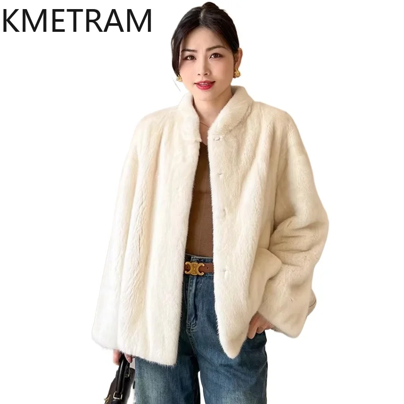

Женская короткая шуба KMETRAM из 100% натурального меха норки класса «Вельвет», повседневная зимняя куртка, женская одежда 2026