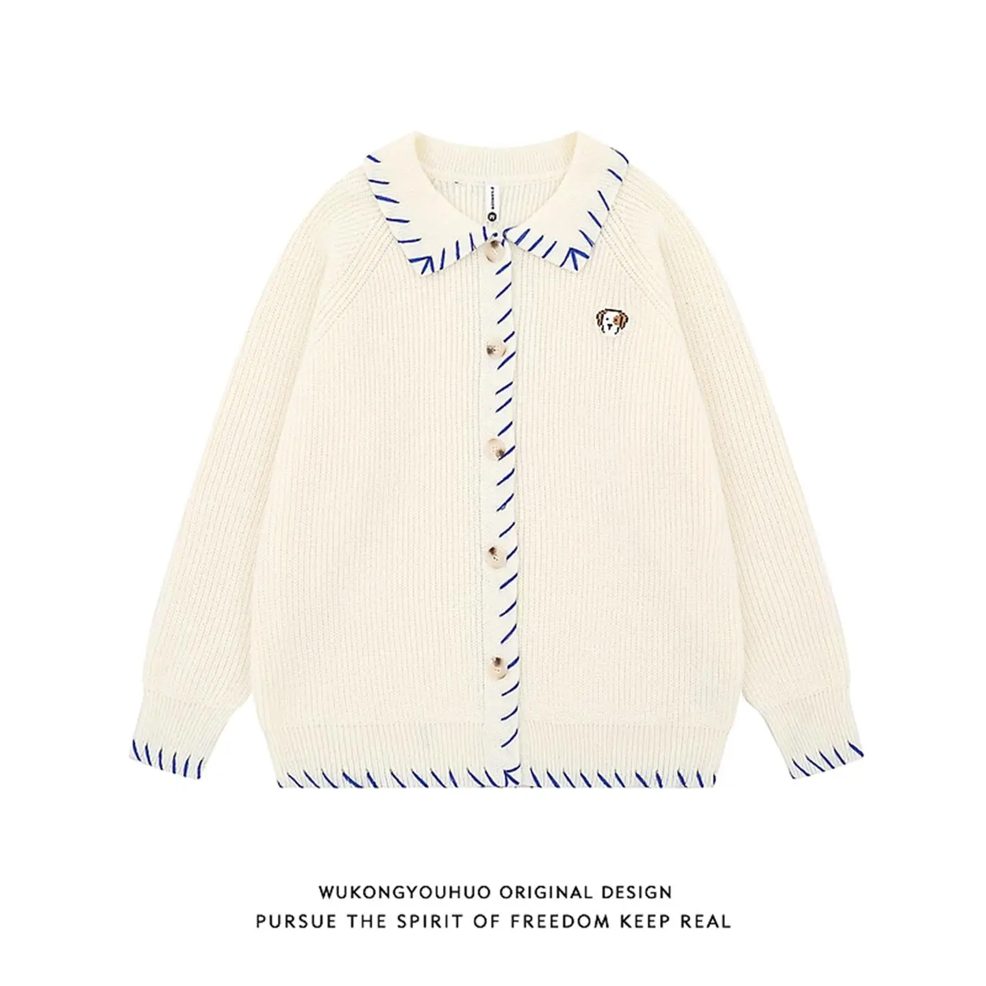 

Открытый кардиган с американской вышивкой в стиле ретро, свитер осень-зима, цветная блузка, универсальный вязаный топ для пар