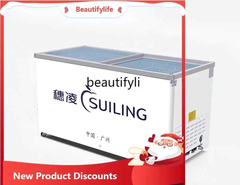 

A61 Freezer Commercial Refrigerator Horizontal Small Frozen Ice Cream Display Cabinet Beer Refrigerated Water Cabinet Refrigerat