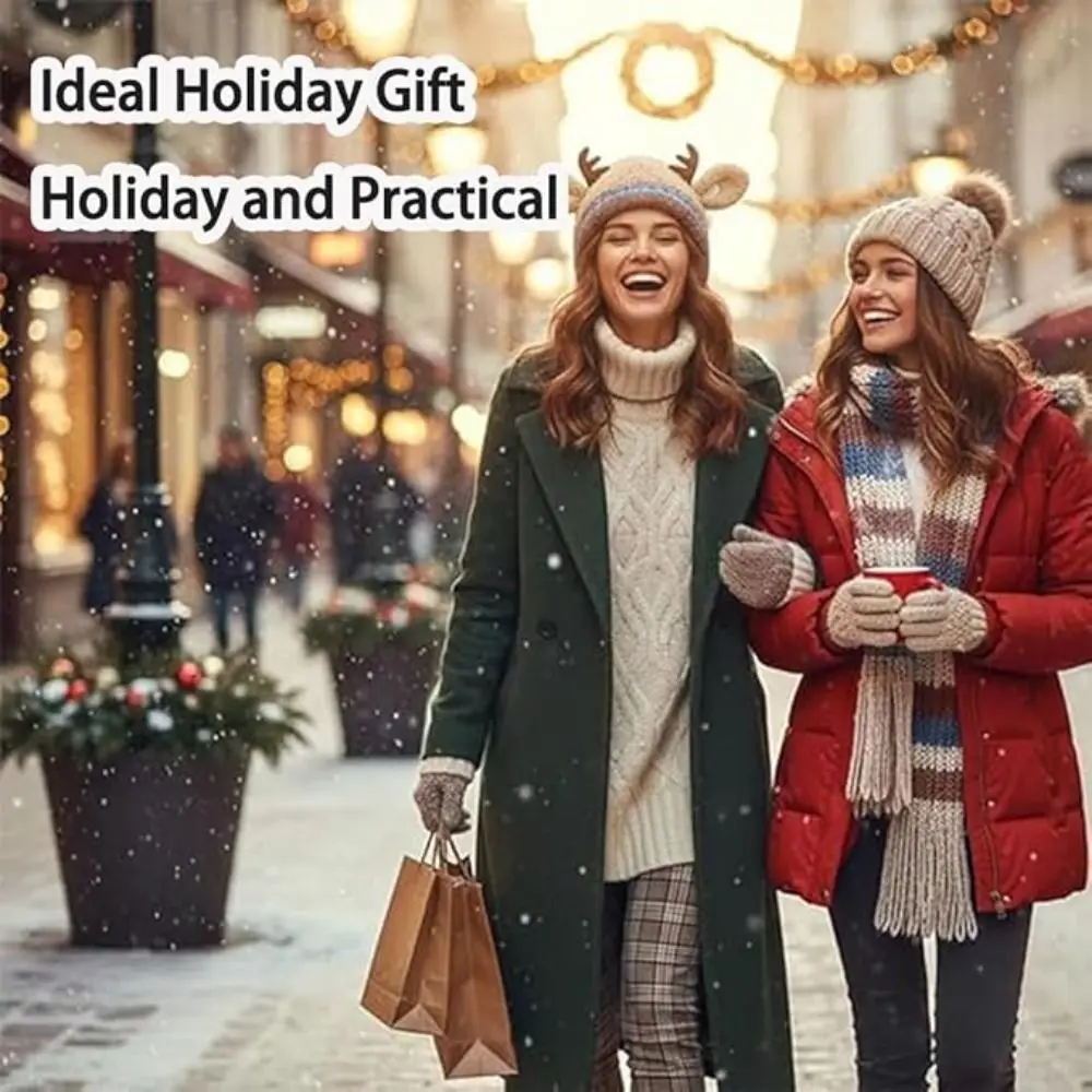 New Fur Deer Storage Hat Windproof Warm Festival Christmas Antler Hat 2 In 1 Ear Protection Ear Flap Hat Outdoor