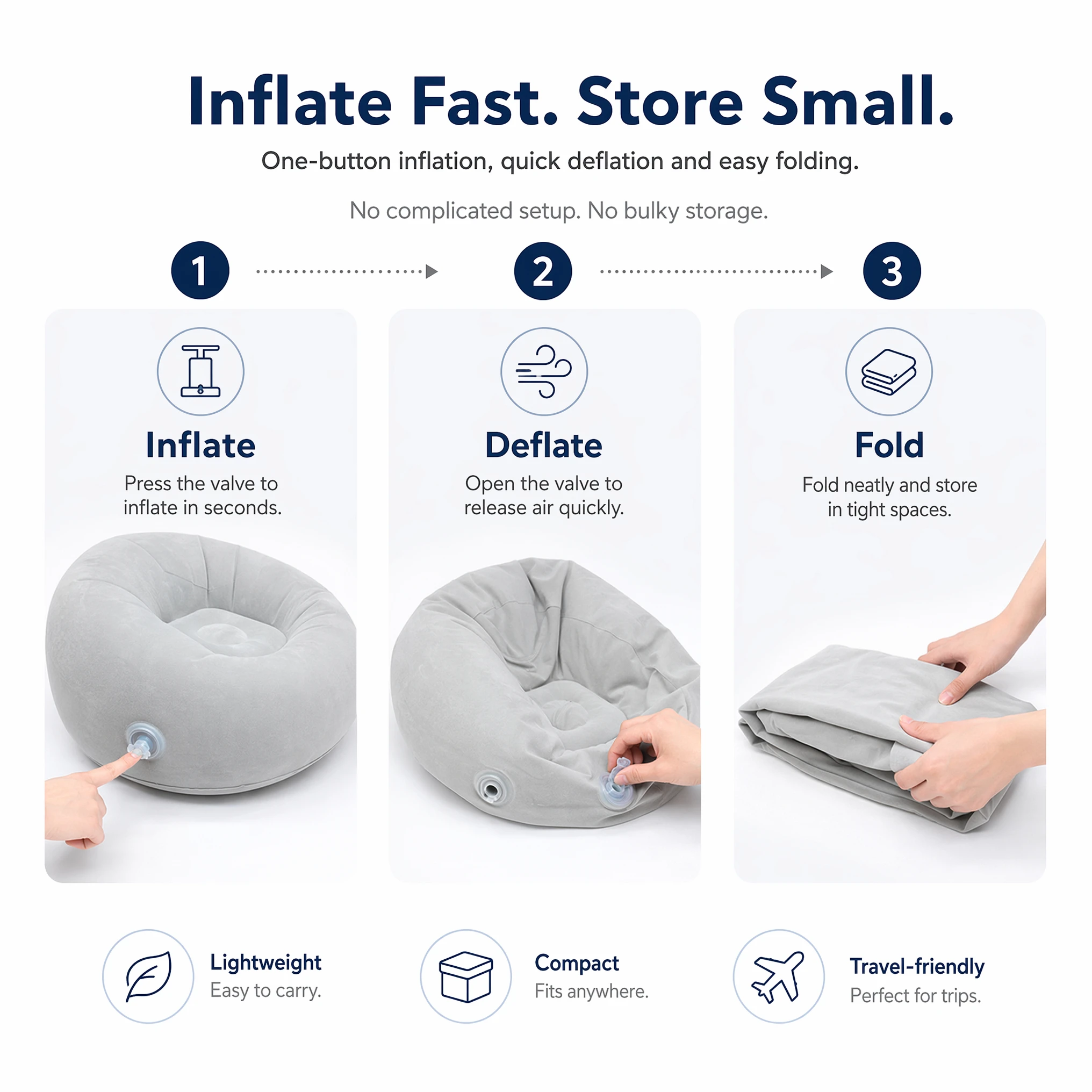 Thickened Flocking PVC Spherical Inflatable Sofa Soft Blow Up Lazy Chair Foldable Portable Air Sofa For Indoor Outdoor Travel - view 4