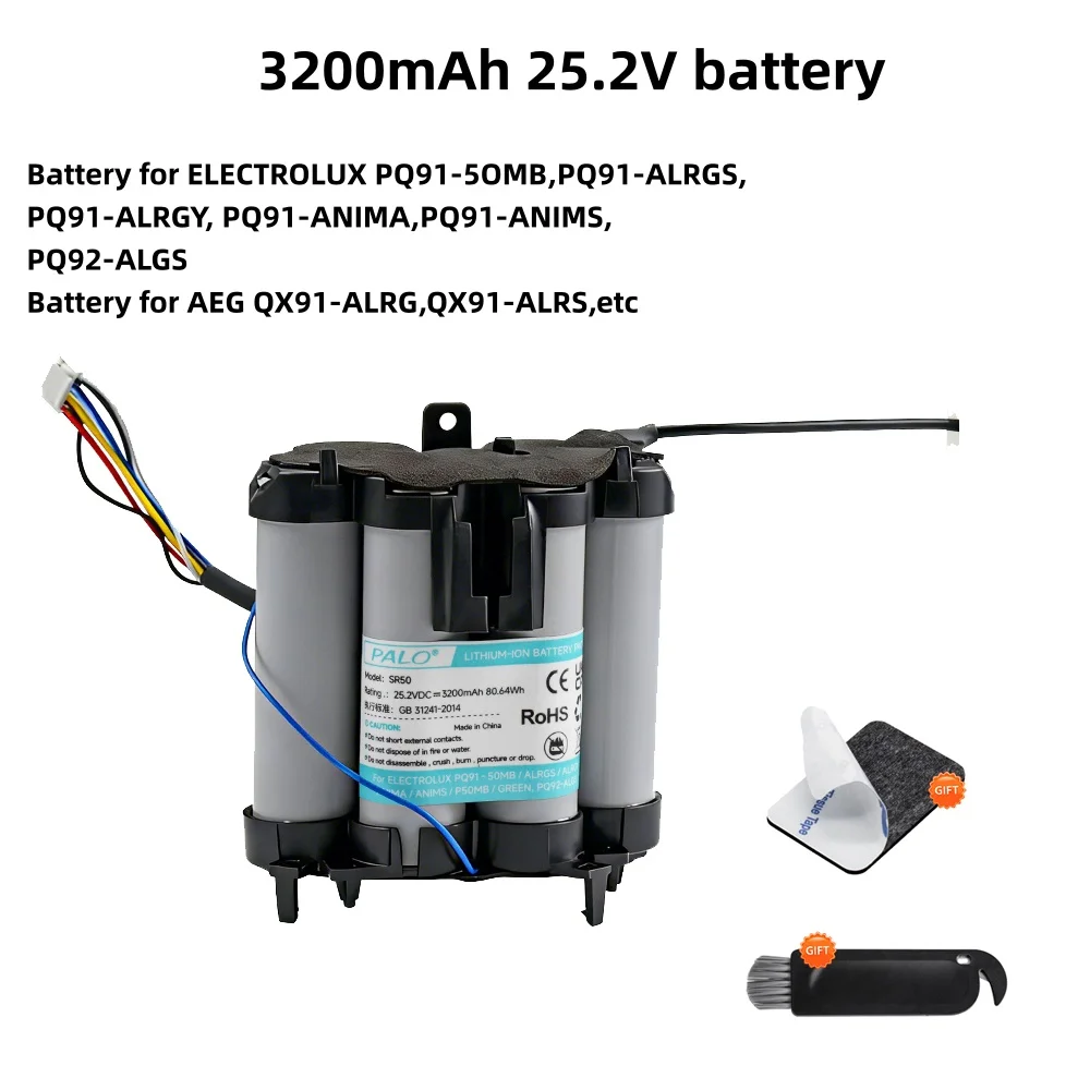 25.2V 3200mAh Battery for ELECTROLUX PQ91-5OMB,PQ91-ALRGS, P