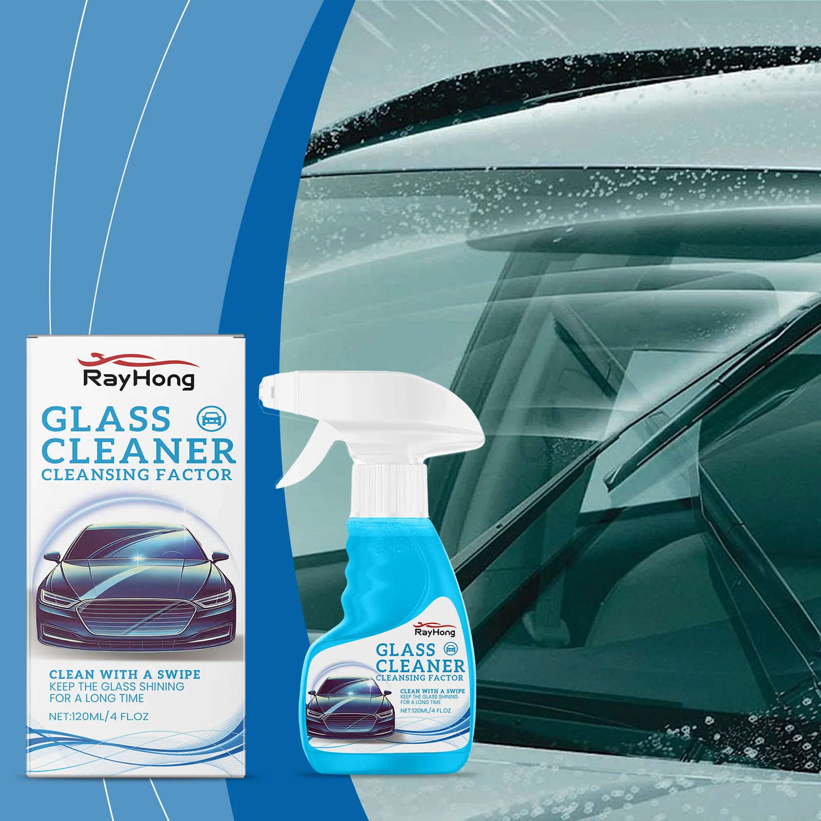 منظف زجاج السيارة: عامل تنظيف للتنظيف الكامل وإزالة البقع وطارد المطر ومكافحة الضباب والرؤية الواضحة #1