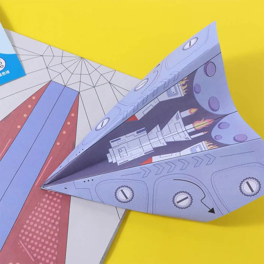 Ensemble de papier coloré fait à la main, avion d'apprentissage artistique Montessori, ensemble Origami, avion en papier polyvalent pliable 3D
