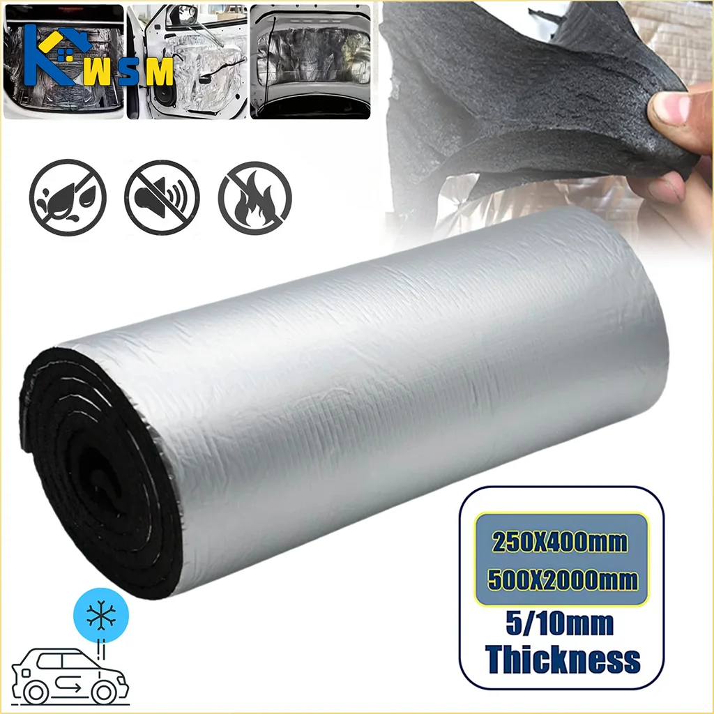 Car Sound Deadening Mat 5mm 10mm Heat Noise Insulation Pad 2000x500mm 250x400mm Hood Roof Door Wall Acoustic Foam Accessory