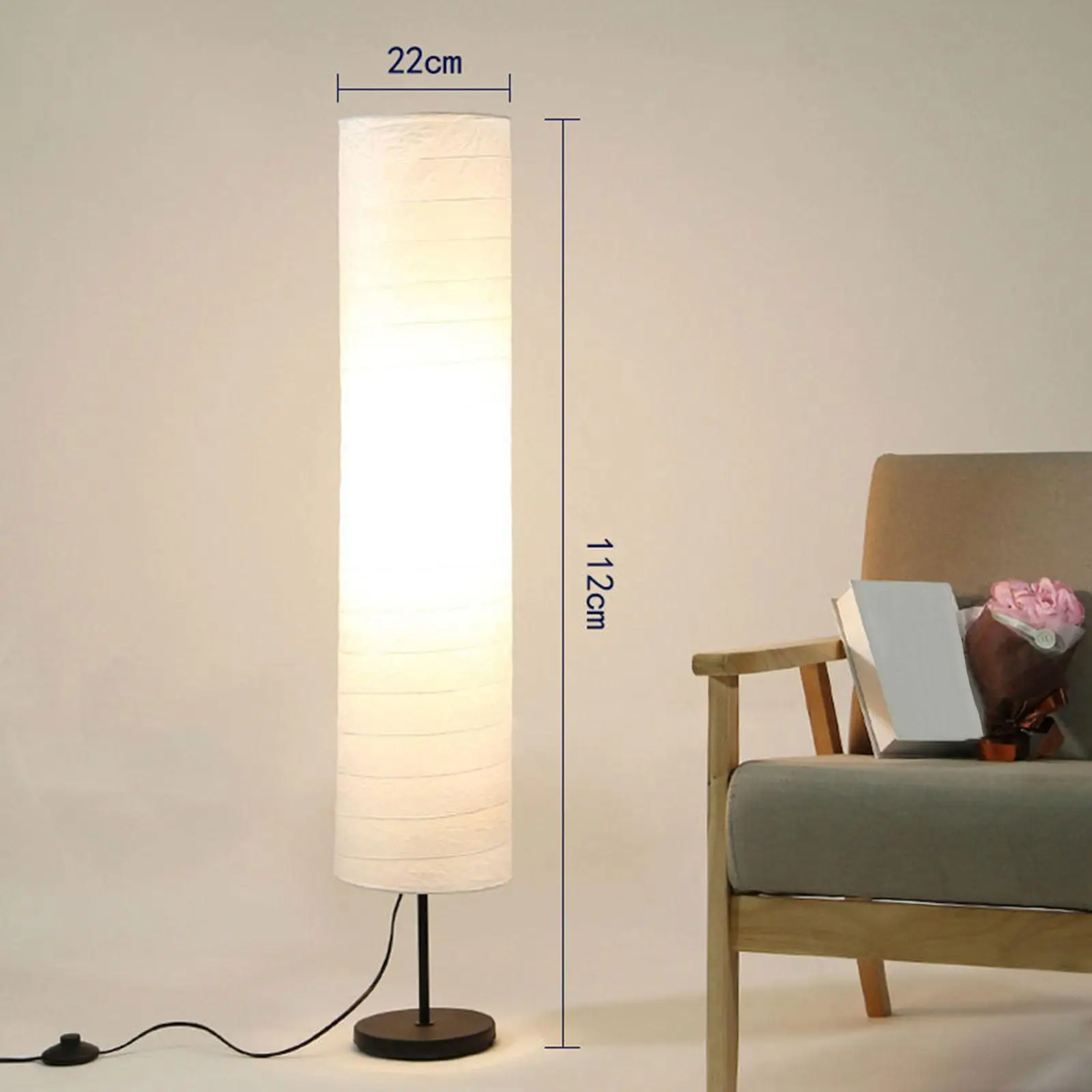 Rice Paper Floor Lamp Light Cover Modern Standing Lamp Lampshade for Home Office Hotel Bedroom