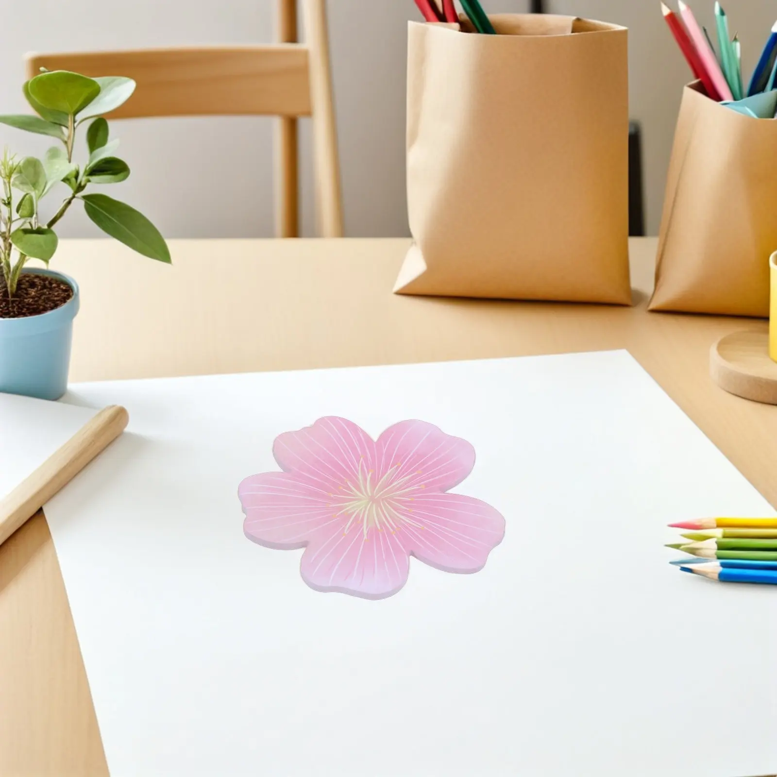 10Pcs Cherry Blossom Sticky Memo Pads Pink Floral Self Stick Notes 3.15 Inch School Office Decorative Cute Reminder Pads Journal