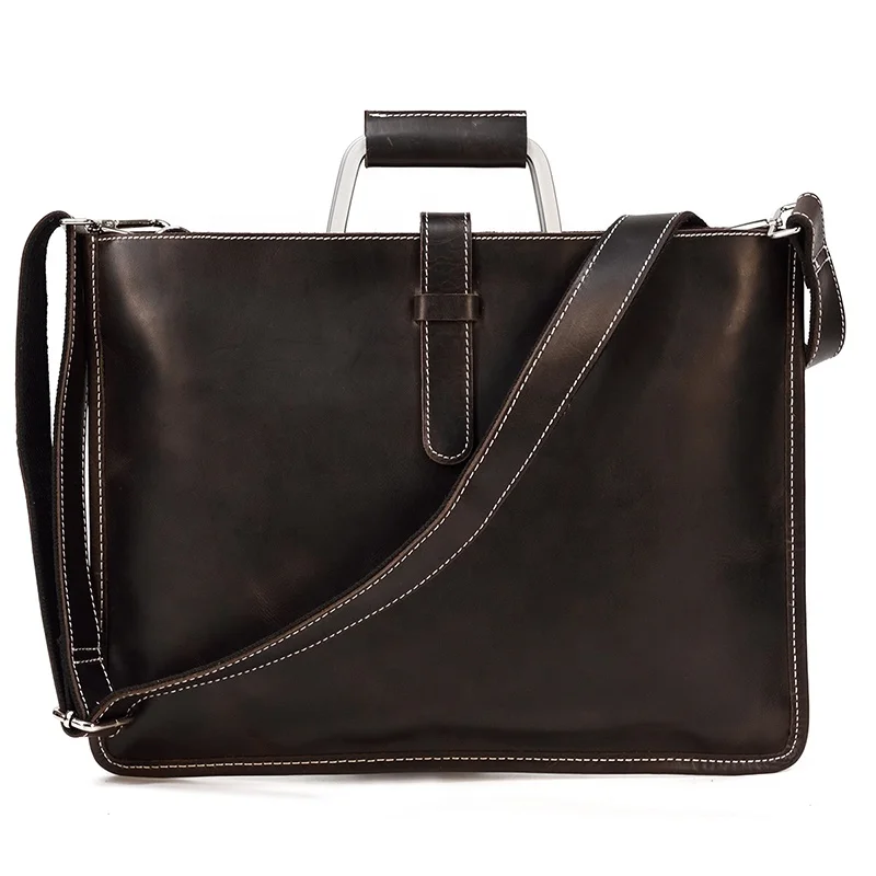 Unisex Cow Leather Business Bag Simple Generous laptop bag Stylish Casual Shoulder Bag Genuine Leather Briefcase