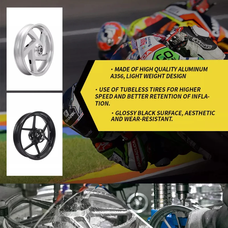 حافة عجلة أمامية للدراجة النارية مقاس 17 بوصة × 3.5 بوصة باللون الأسود اللامع لـ Kawasaki Z900 Z650 Z900 Ninja 650 2017 ~ 2024 2023 2022 حافة عجلة الدراجة النارية