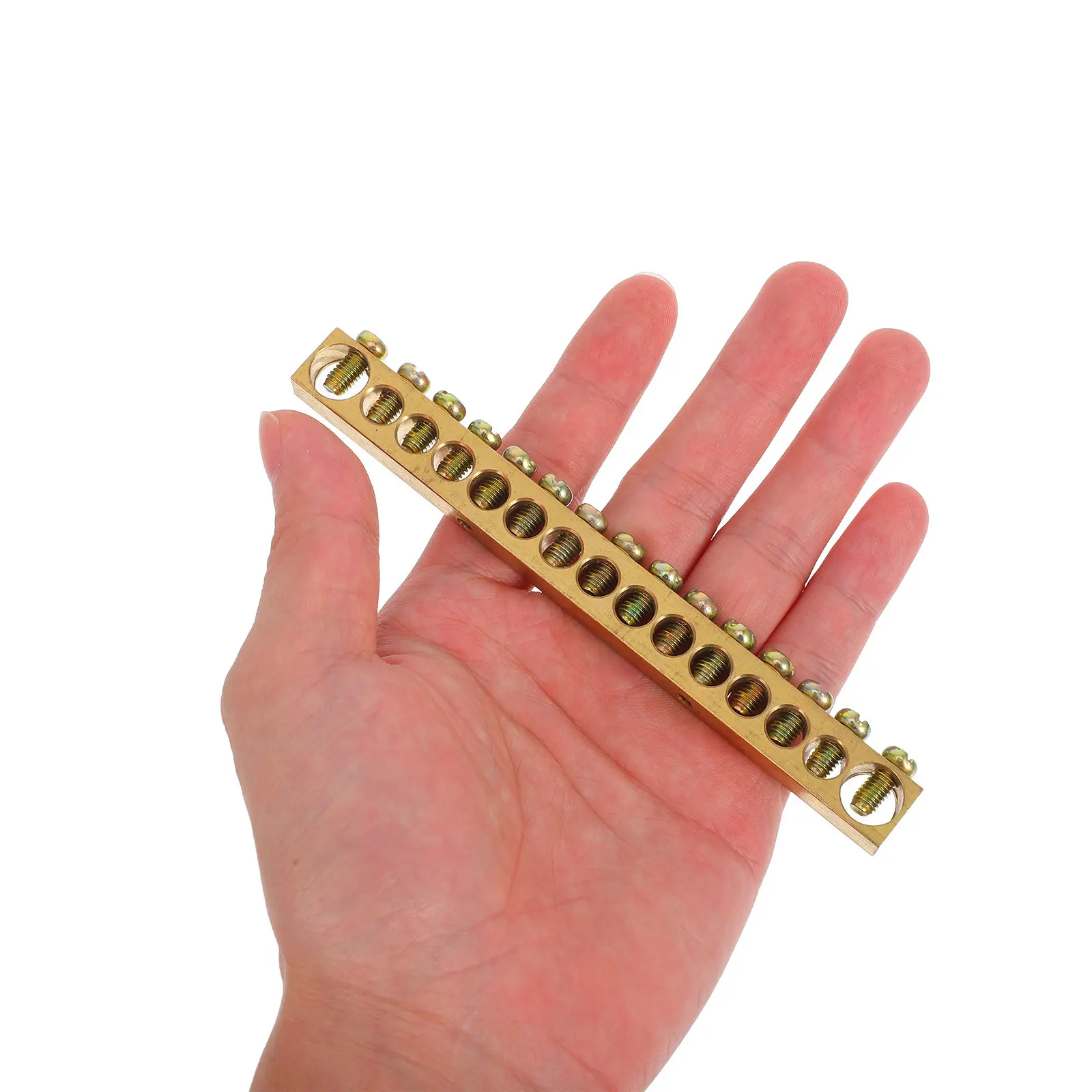 Copper Ground Bar Kit 15-Hole Distribution Terminal Bus Bar for Residential Commercial Power Systems High Conductivity
