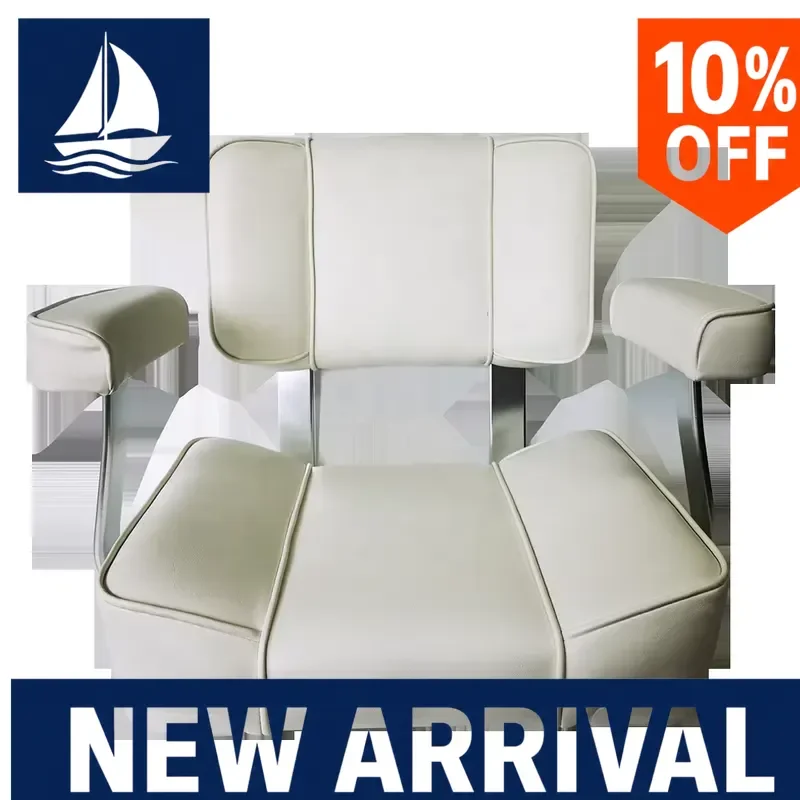 Foldable Boat Captain Seat White Blue ABS PU Leather Marine Yacht Fishing Driver Chair Comtable Deck Bench