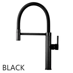 Rubinetto da cucina a molla di fascia alta Rubinetto nero di lusso in ottone per lavello da cucina 360 °   Rubinetto girevole Accessori da cucina Rubinetto per lavello