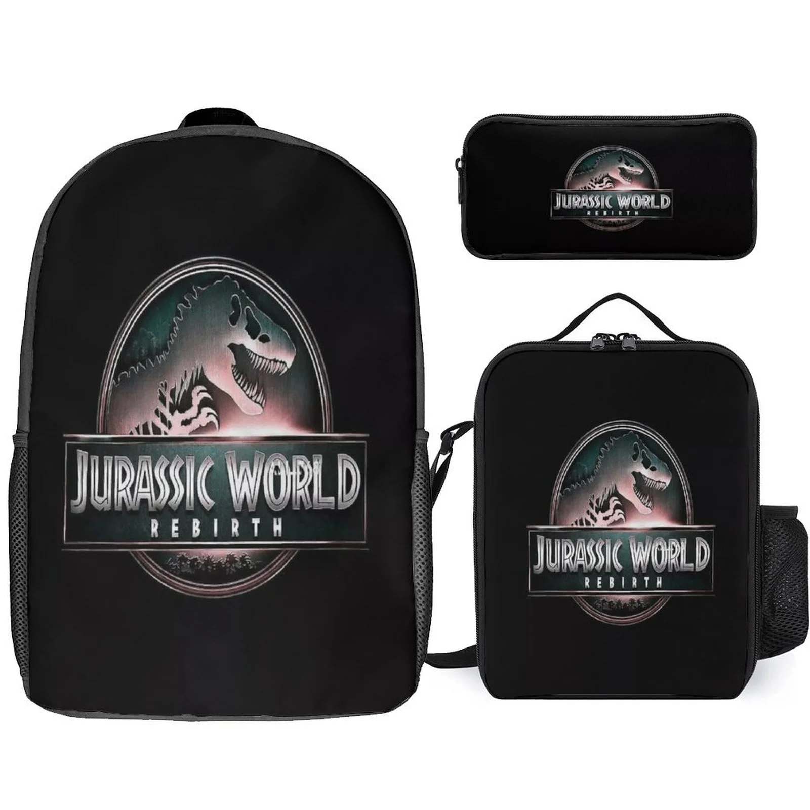 

HOT Kid Jurassic World Lightweight Knapsack 3Pcs Set-Large Capacity Backpack Canvas Shoulder Bag and Pencil Box for Boy