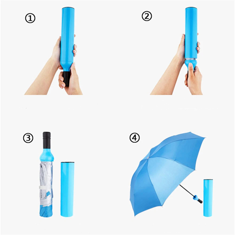 Folding Umbrella Anti Wind Mini Rain Umbrella Beautiful Car Gift UV Protective Wine Bottle Umbrella with Holder