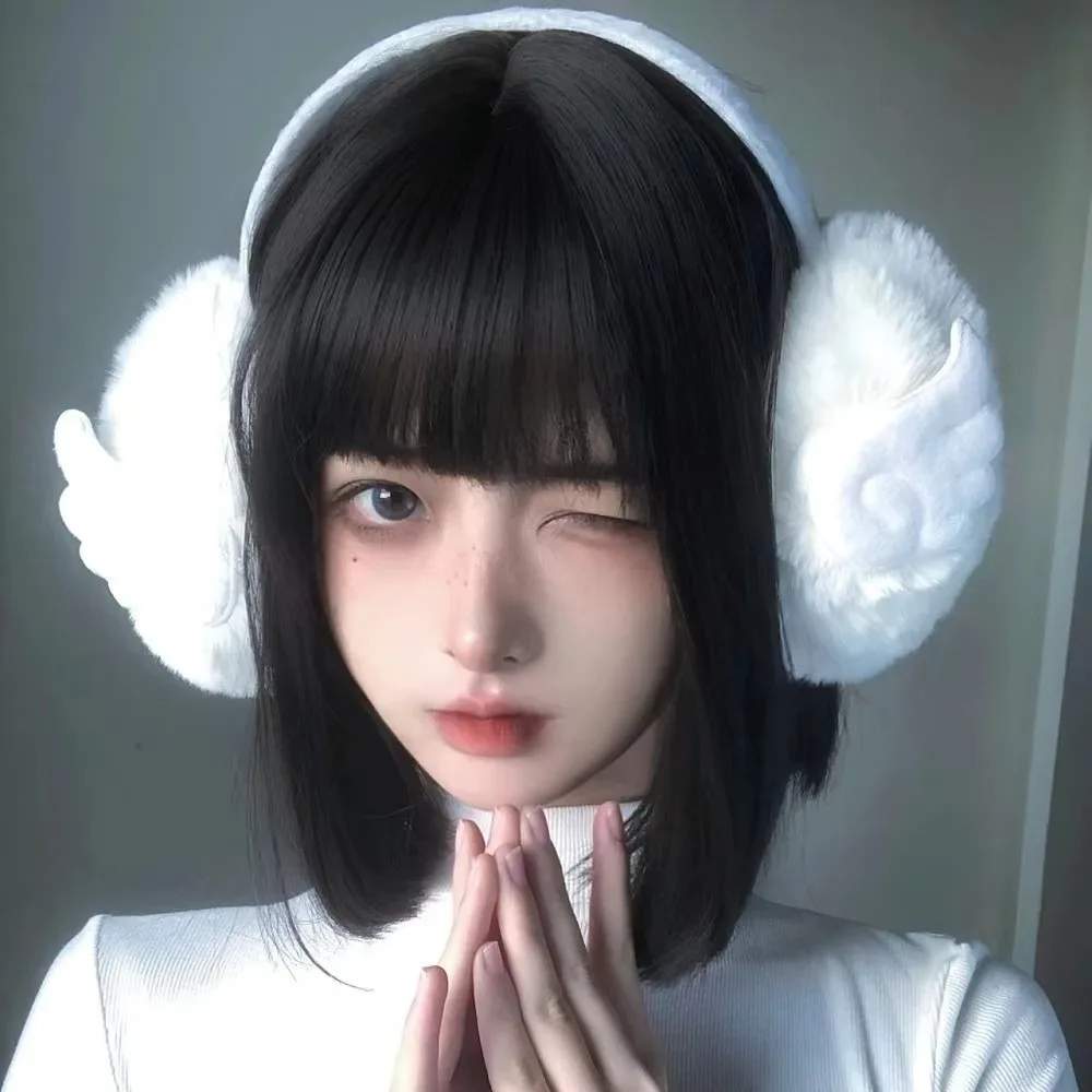 Harajuku Style Warm Earmuffs Foldable Soft Outdoor Earflap Protection Ear Cover Cold-proof Portable Angel Wing Earmuffs