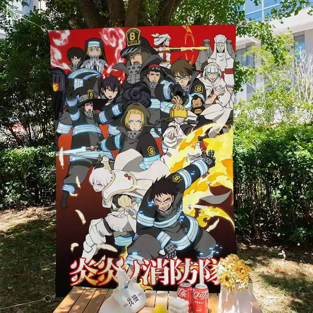 Fire F-Force Anime Banner Art Printing Japanese Wall Flag Anime Wall Hanging Home Decor