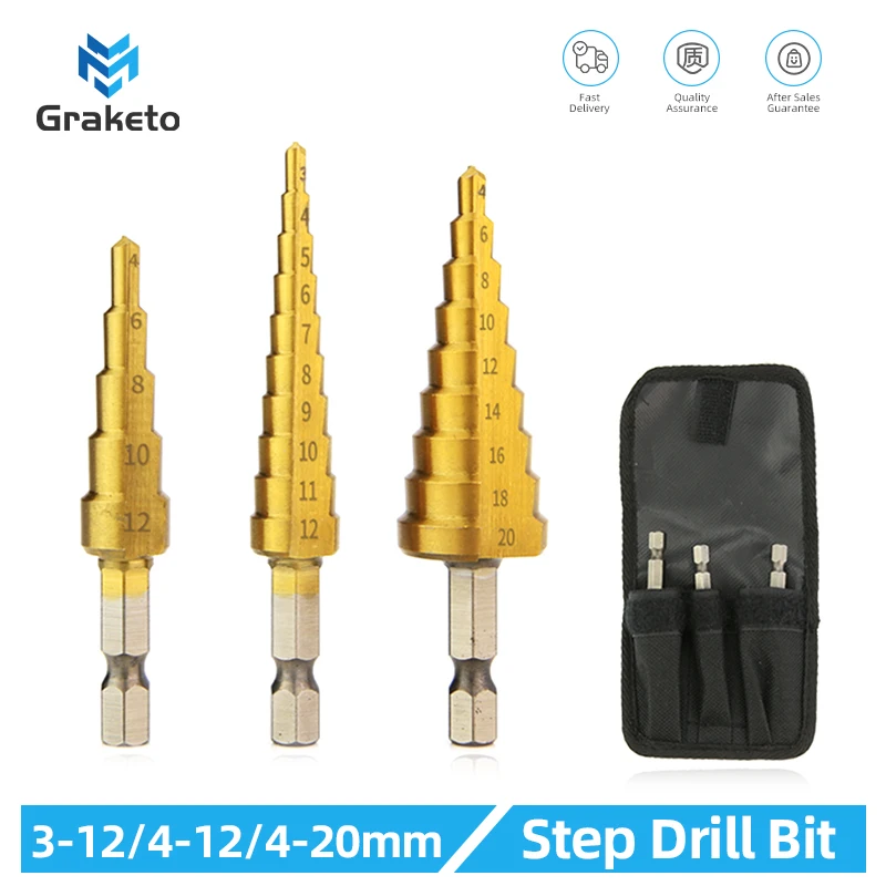 3-12 4-12 4-20 مللي متر HSS التيتانيوم خطوة معبد مثقاب الخشب مخروطي المرحلة الحفر للمعادن الخشب عالية السرعة صعدت عدة أدوات كهربائية #1