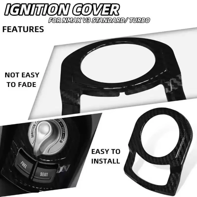 Accessories Electric Door Lock Cover Carbon Fiber Stickers For YAMAHA NMAX125 155 2020-2024 Motorcycle Modification