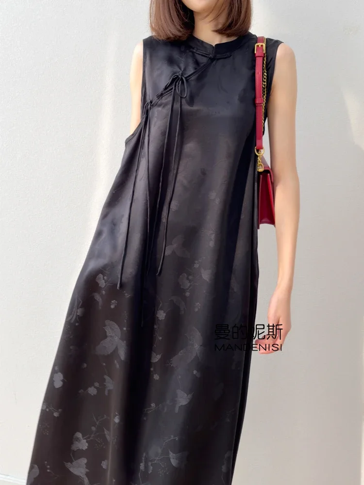 Tcyeek 100% Real Mulberry Silk Loose Dresses Long Party Dress Spring Summer Women's Dress Elegant Dresses for Women Clothing