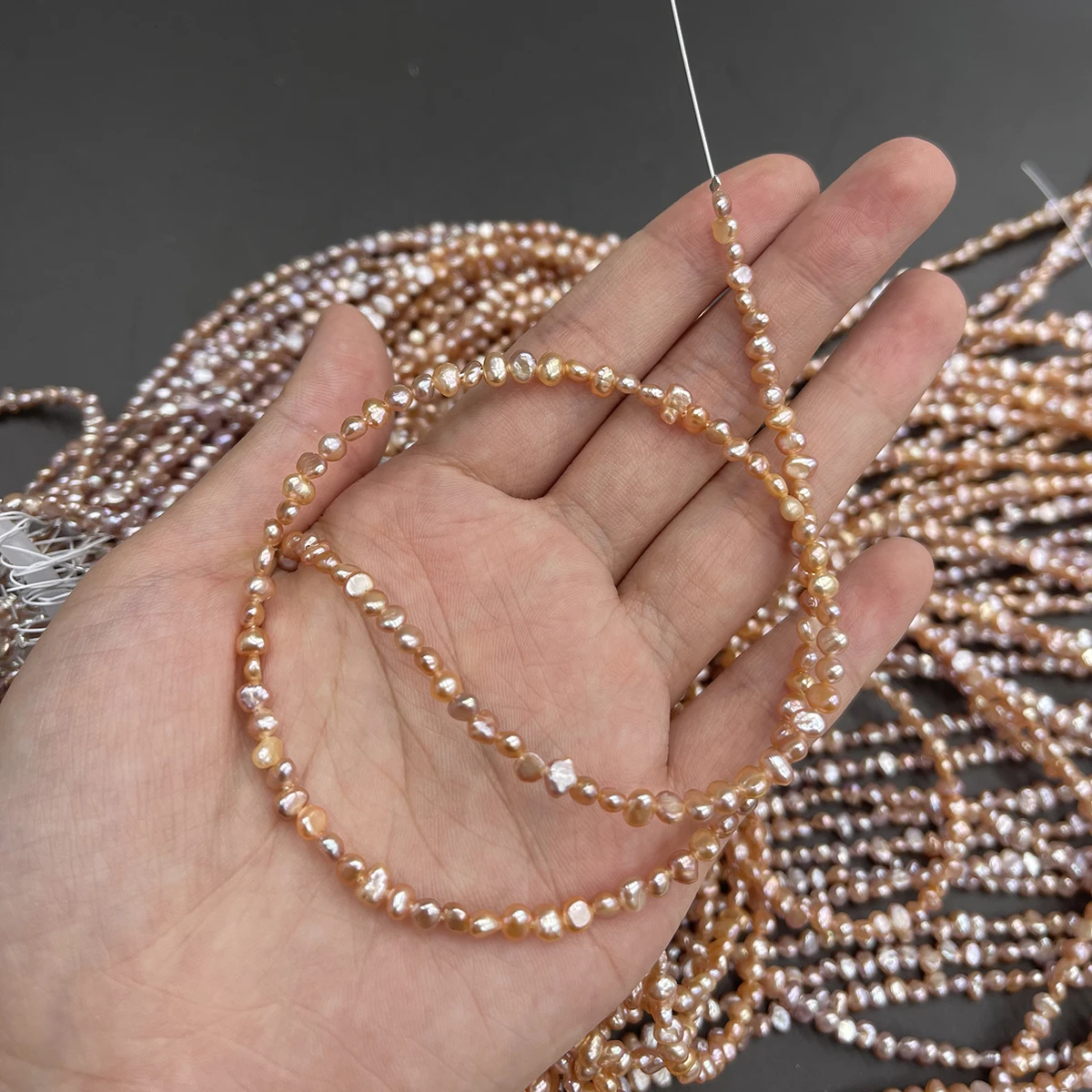 Natural Freshwater Pearl Double-Faced Strung Bead  Pink Purple for Jewelry Making DIY Necklace Bracelet Earrings Accessory 3–4mm