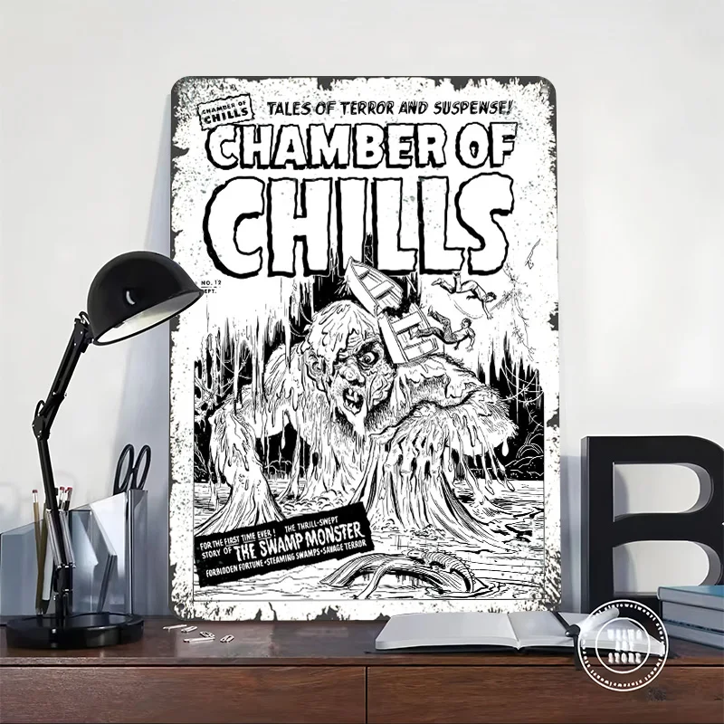 CHAMBER OF CHILLS MONSTER Metal Poster Customized Wall Art Retro Vintage Tinplate Signs for Modern Home Decoration Luxury Decor