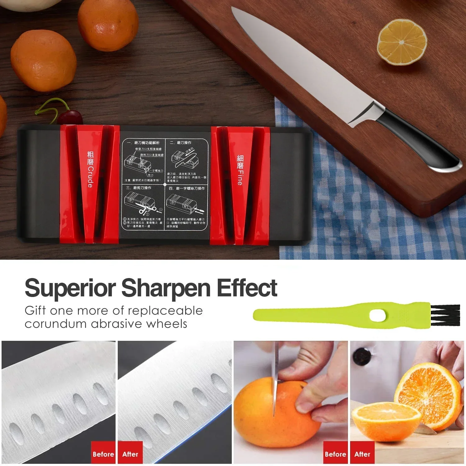 Professional Electric Knife Sharpener Multifunctional Automatic Cut Sharpeners with 15-Degree Bevel Crude and Fine Grooves