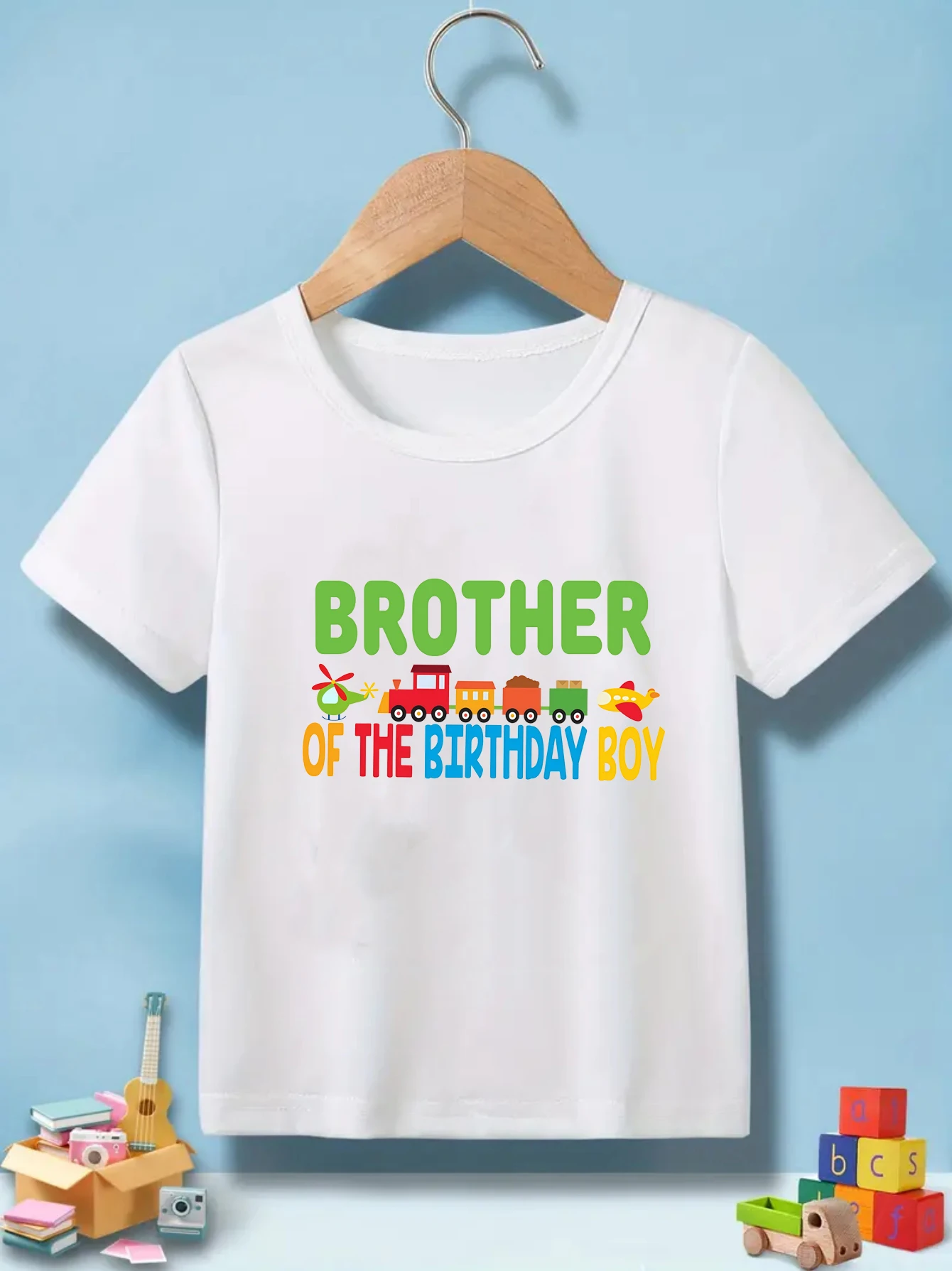 Brother/Sister of the Birthday Boy Cars Trucks Trains Birthday Party Boys T-shirt Fun Train Theme Birthday Party Kids T-shirt