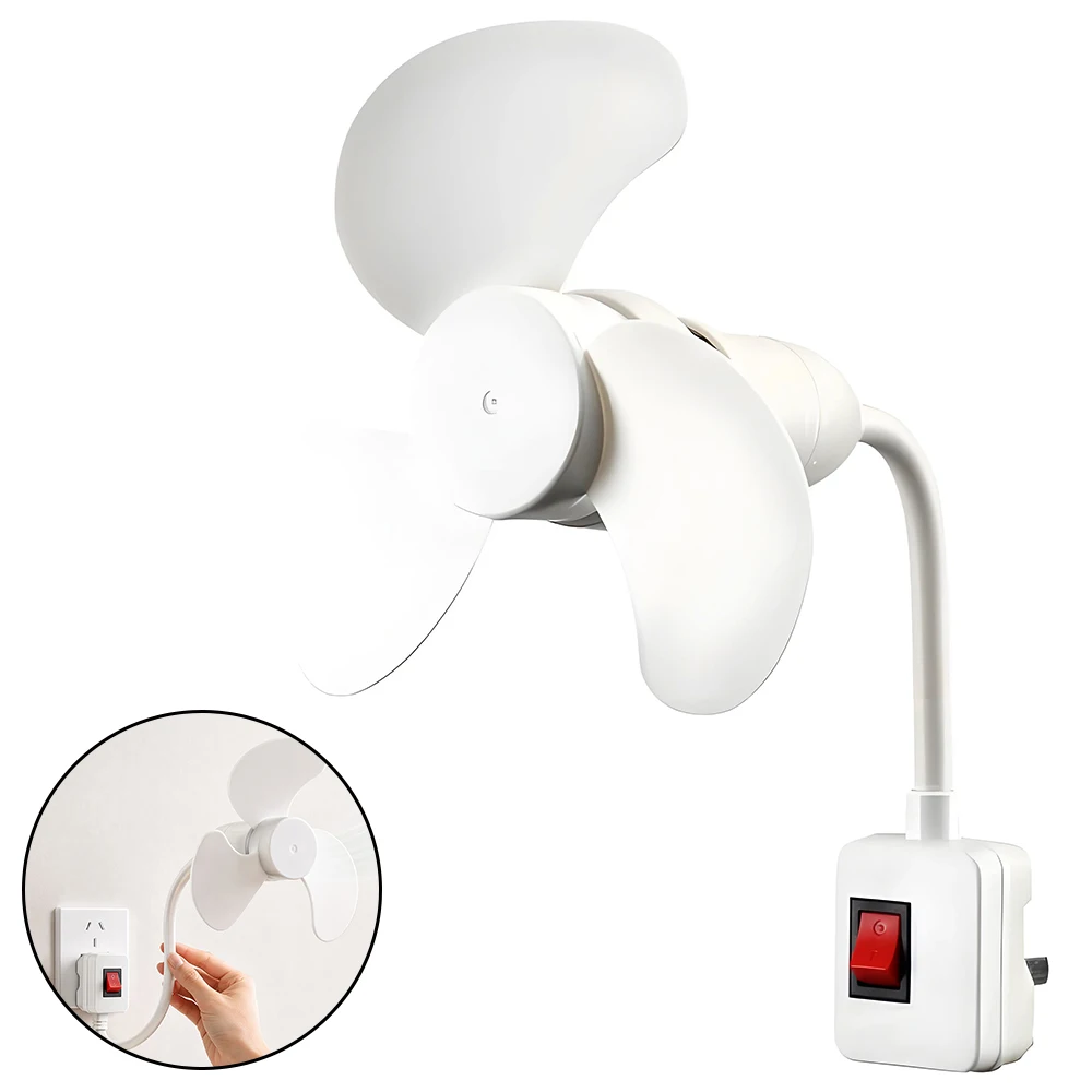 Plug in Wall Fan 360 Flexible Gooseneck Mini Socket Electric Fans Whisper Quiet Portable Cooling Fan for Home Office Bedroom