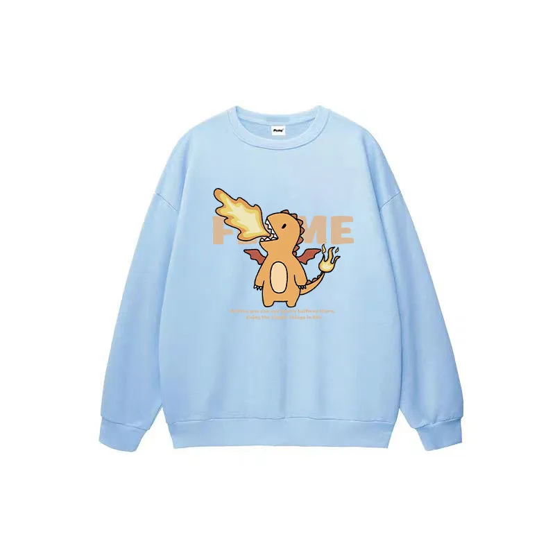 Fashion Trend Pattern Printed Clothes Y2k Hip Hop Cool Crew Neck Sweatshirts Oversized Loose Streetwear