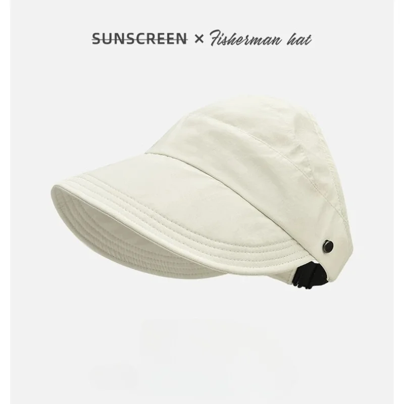 Faltbarer, verstellbarer Outdoor-Strand-Fischerhut für Damen, Sonnenschutz- und Sonnenschutzhut, Fischerhut mit Pferdeschwanzöffnung – Detail 5