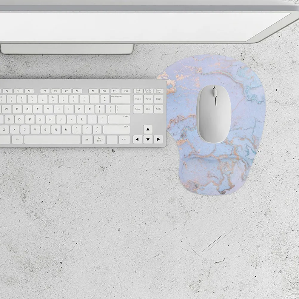 2Pcs Stylish Marble Look Mouse Pad with Integrated Wrist Support Wear Resistant Non Skid Surface for Computer Gaming Desk