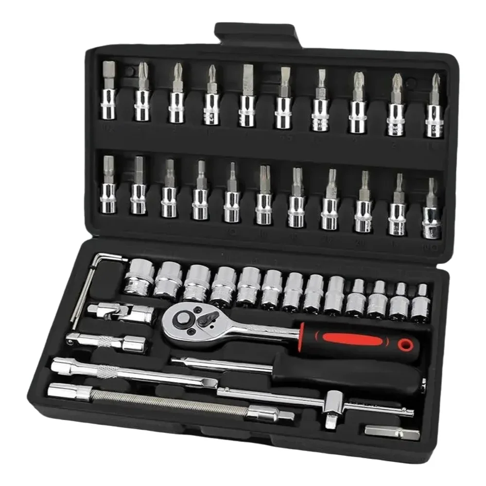 AIRAJ 46pcs Ratchet Wrench Set Kit Sleeve for Car Motorcycle Bicycle Repair Tools Combination Repair Wrench Socket Spanner