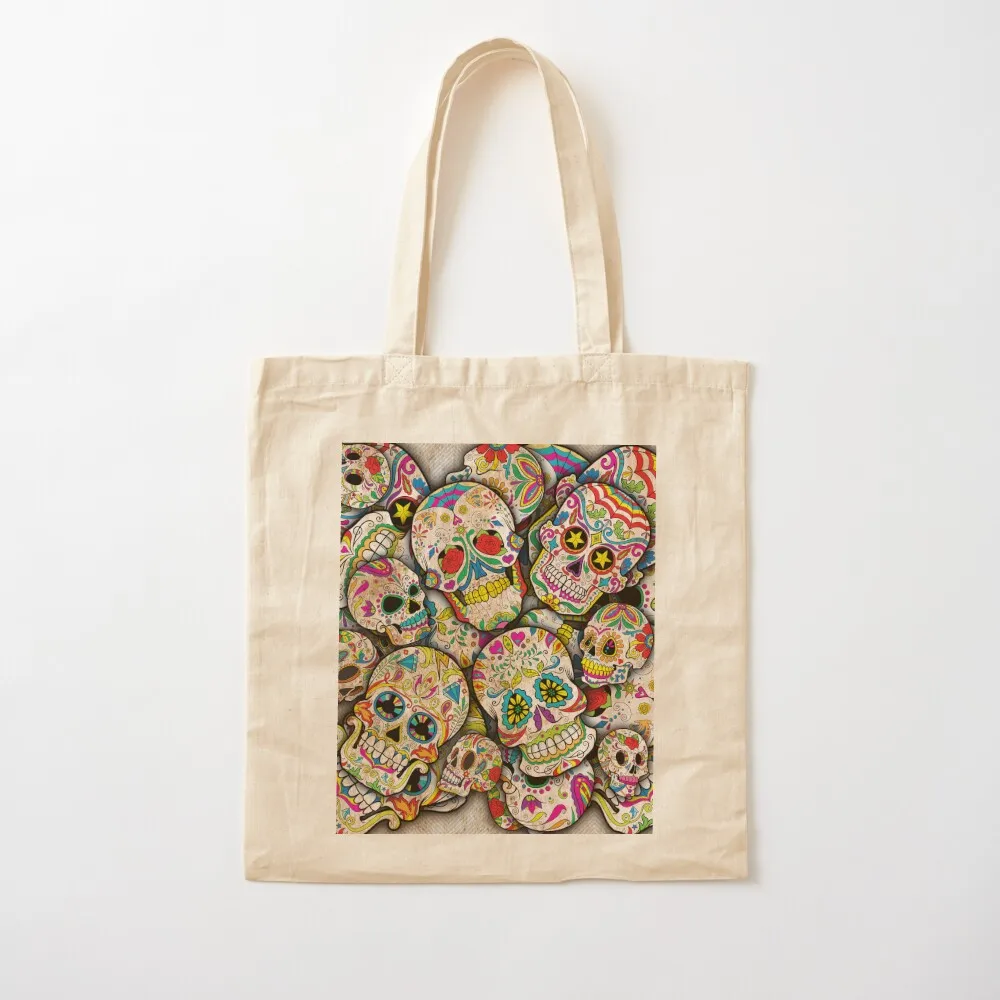 Sugar Skull Collage Tote Bag women bag shopping bag Canvas for women Customizable tote