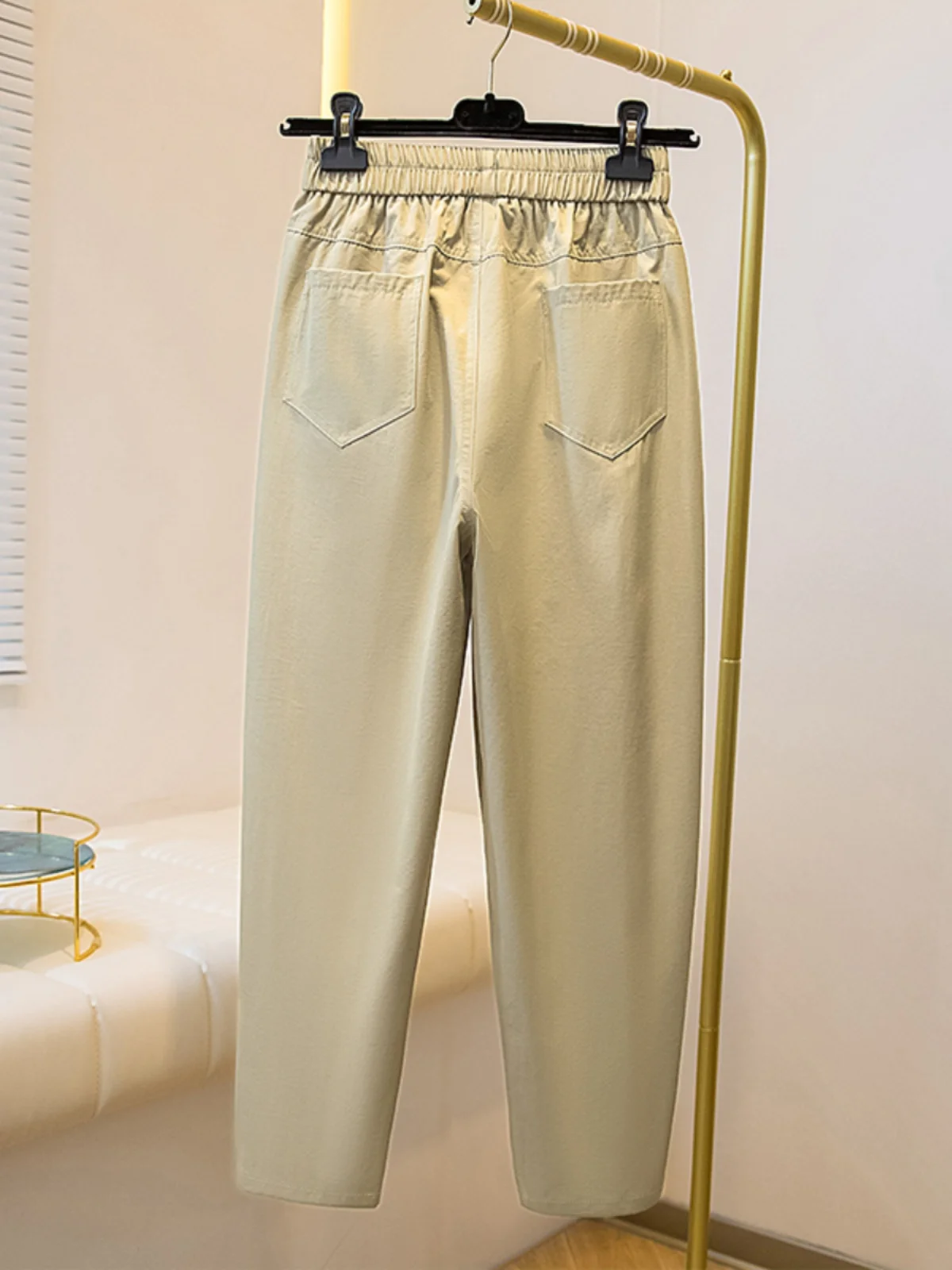 

Laid-ba Bla andmother Pants Women's plus Size Wide Leg Nine Points Harlan Carrot Pants High Waist Korean Sle Casual T...