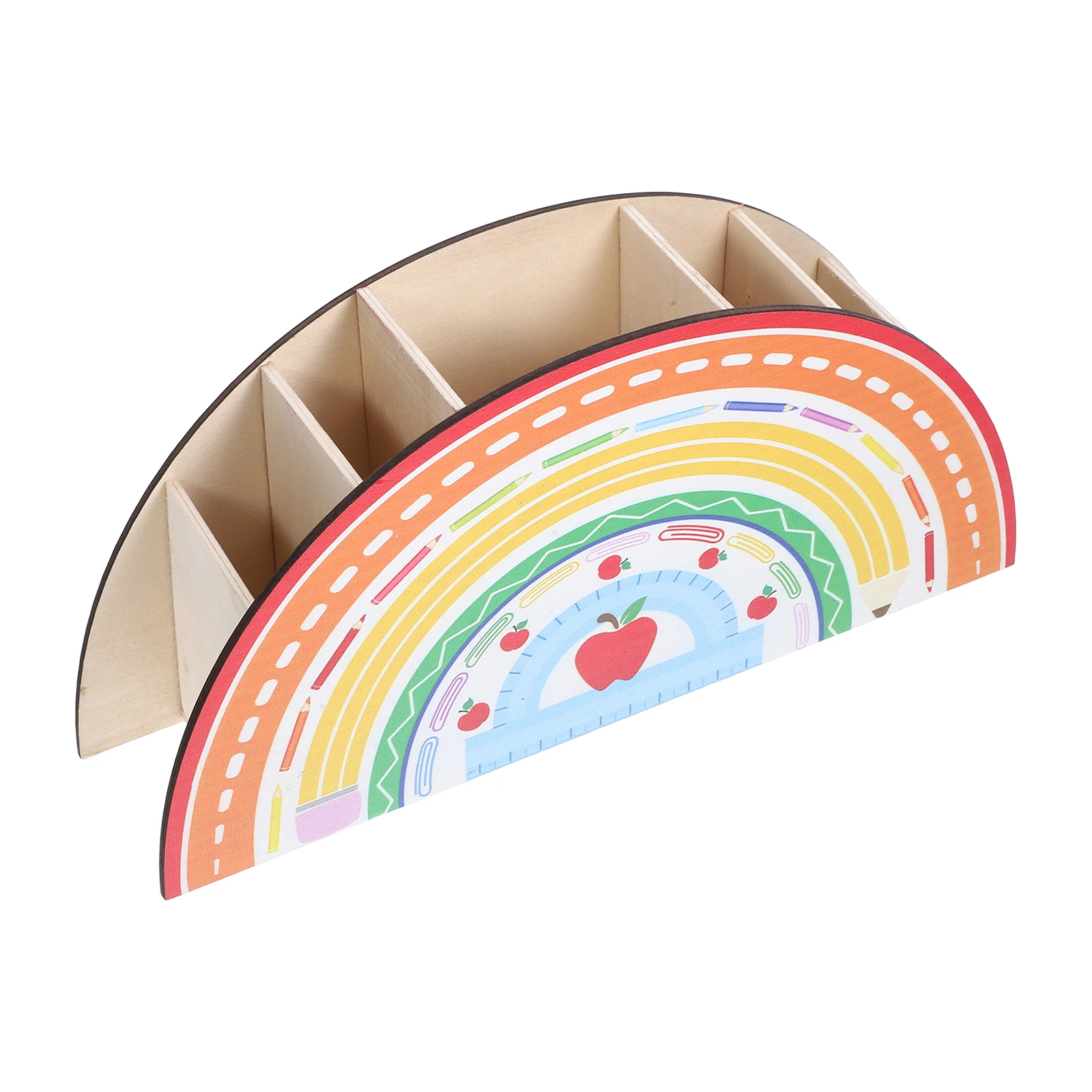 

Container Wooden Pen Holder Man Rainbow Desk Organizer Organizers Pencil Classroom