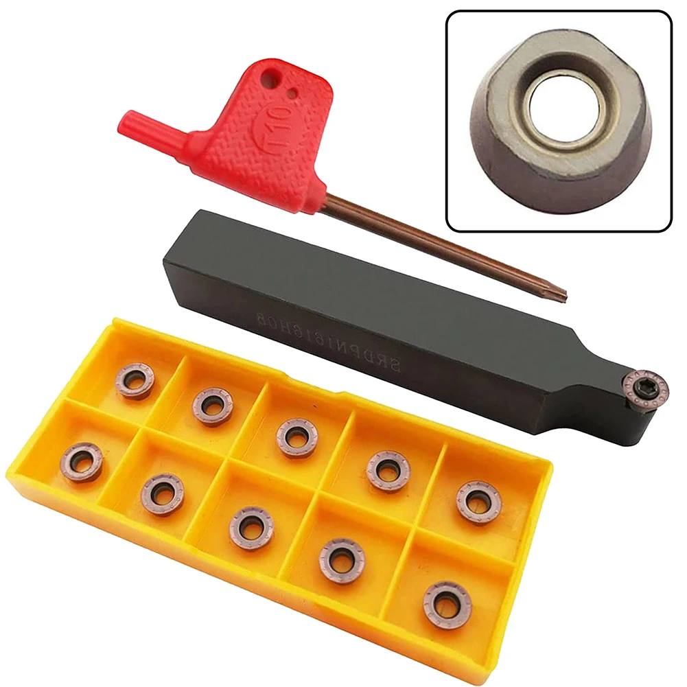 1 Set SRDPN1616H08 16mm Shank Tool Holder &10pcs RPMT08T2 Carbide Inserts Turning Tool &1pc T15 Wrench Metal Processing Tools