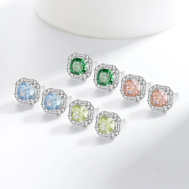 

Серьги из стерлингового серебра 925 пробы с изысканными кристаллами циркона, огранка «Ледяной цветок», в форме сахарного кубика, подарок на день рождения или годовщину