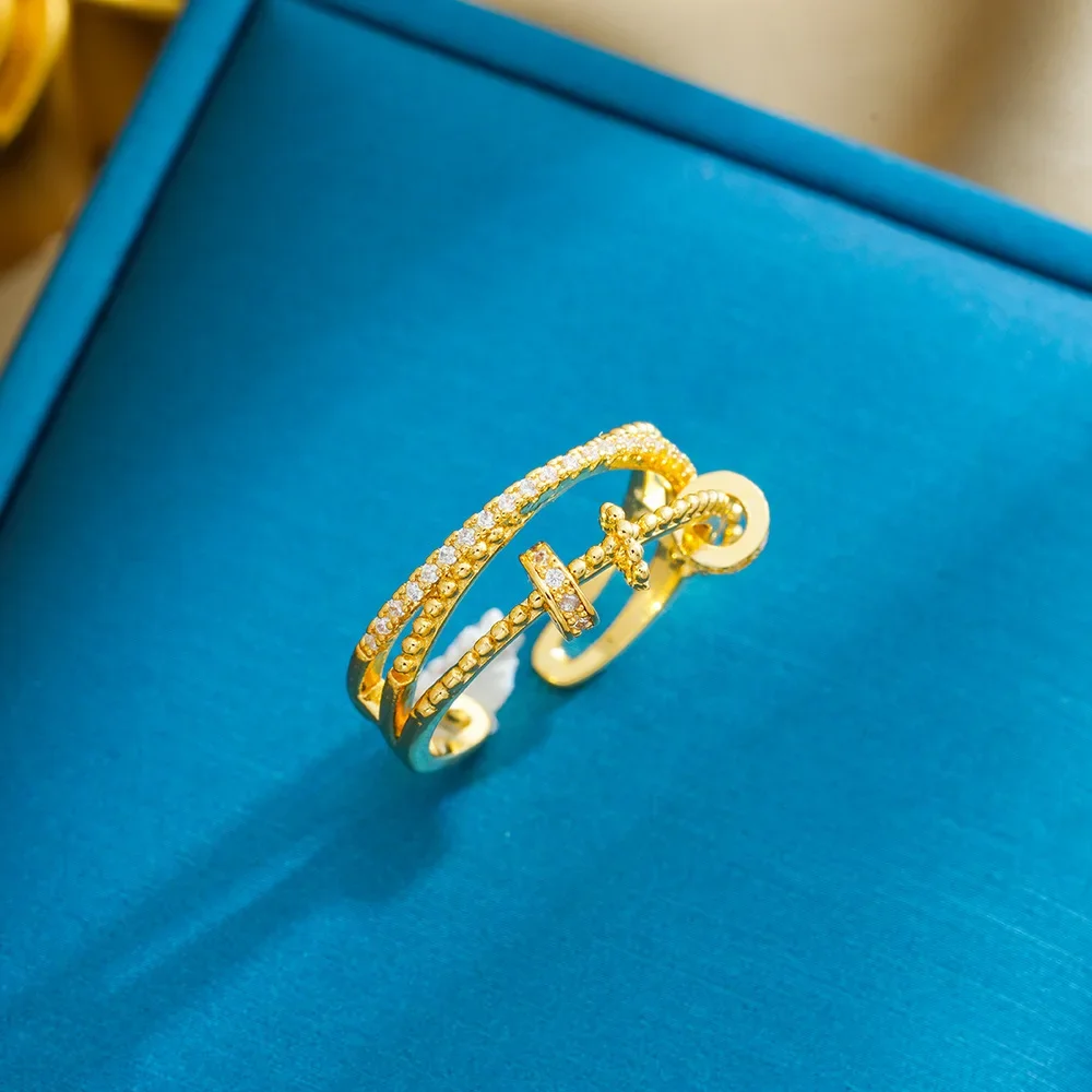 أحدث حلقة الزركون المطلية بالكهرباء المفتوحة لعام 2025، تصميم حلقة دوارة مخصصة لتخفيف التوتر