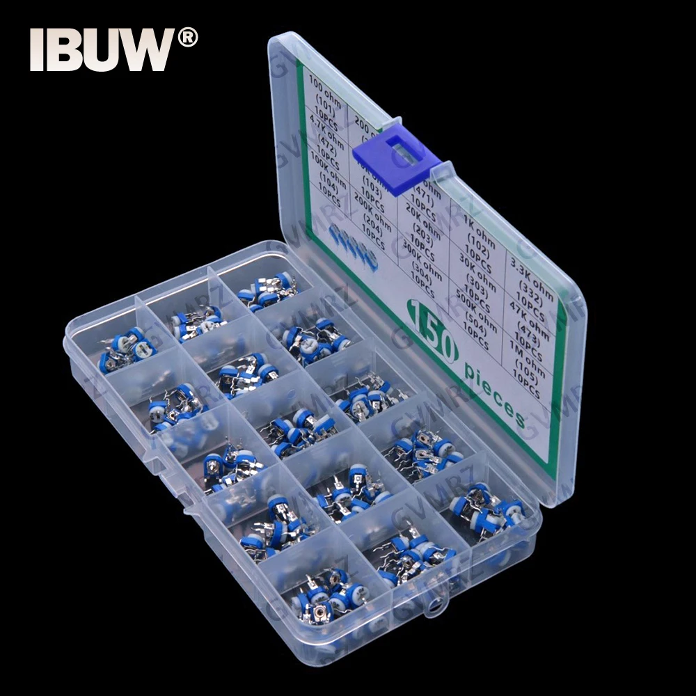 15Values 150PCS 470R 1K  RM065 Variable Resistor KIT 100R 200R 3.3K 4.7K 10K 20K 30K 47K 200K 300K 500K 100K 1M