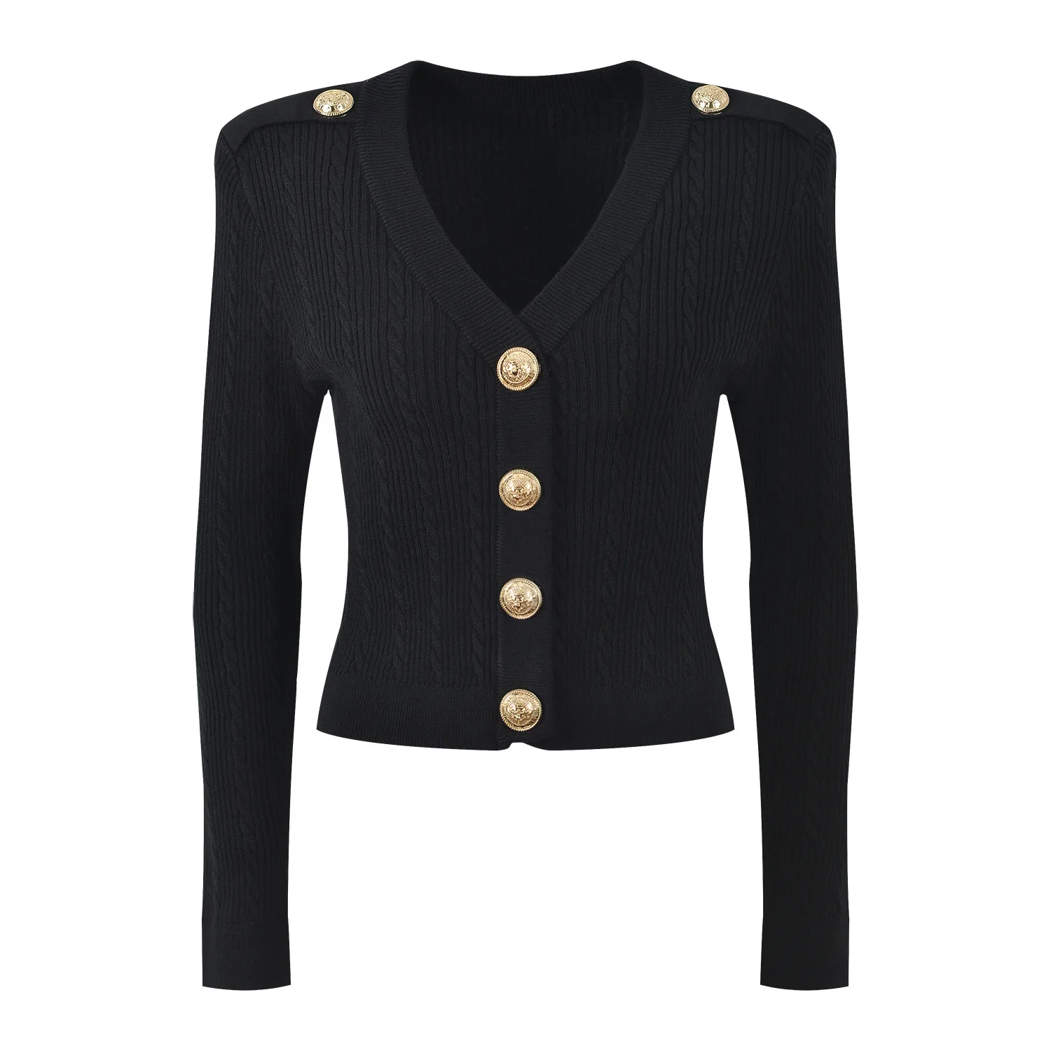 Slim Fit Malha Aberto Cardigan V Ne Metal Bule Design Ele Lady Sle Outono Inverno Nova Chegada Faionable Knitwear