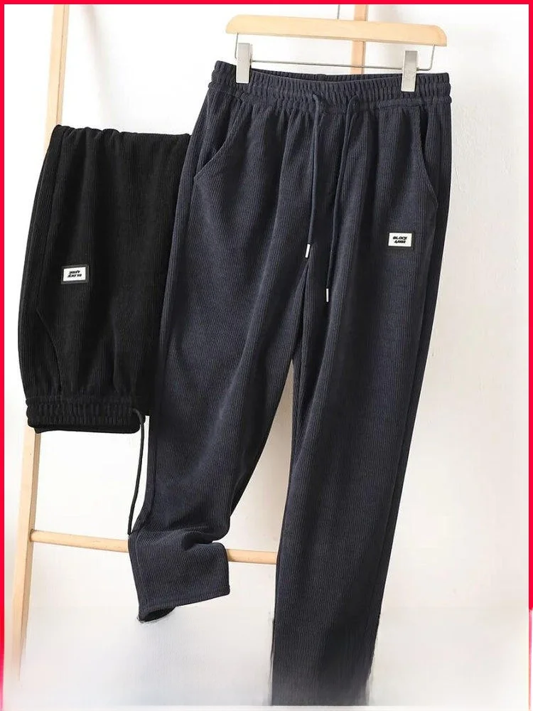 

Men's Spor Straight Leg Sweatpants Elastic Waist Corduroy Comfortable Breathable Casual Trousers Autumn New Arrival
