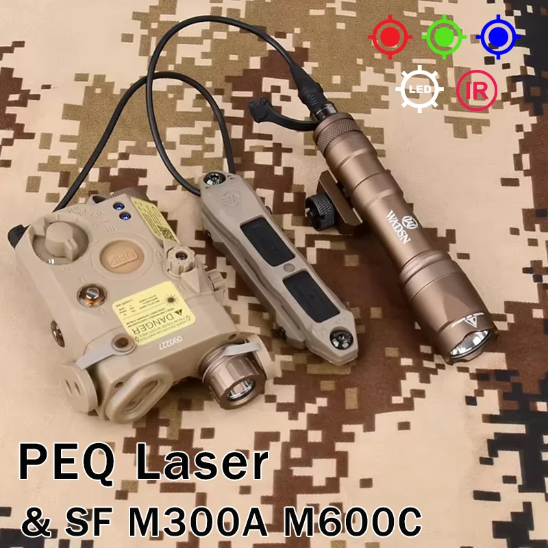

WADSN Tactical PEQ PEQ15 PEQ-15 SF M300A M600C Flashlight Airsoft Hunting Accsesories High Power Red Dot Green Blue Indicator