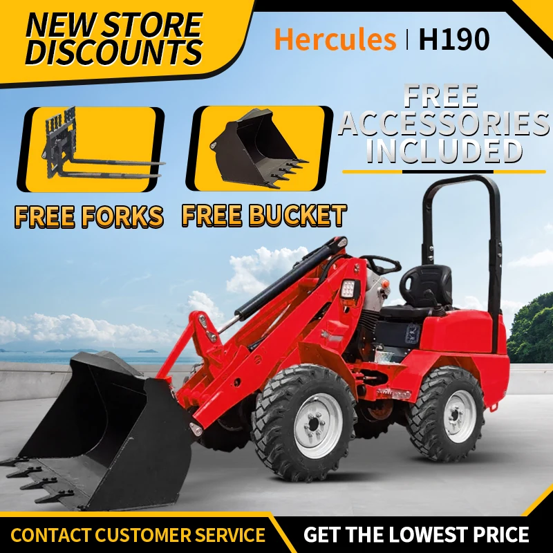 ミニローダー 1000kg 無料配送 ディーゼルローダー 4×4ホイール フロントローダー 全地形対応スキッドステアローダー 小型ローダー 4輪